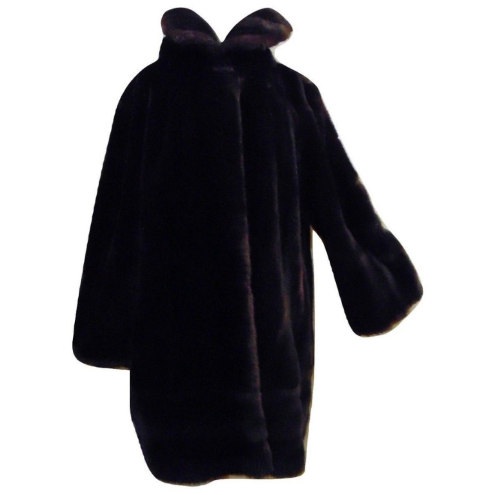 Vintage Country Pacer brown faux fur coat Sz L